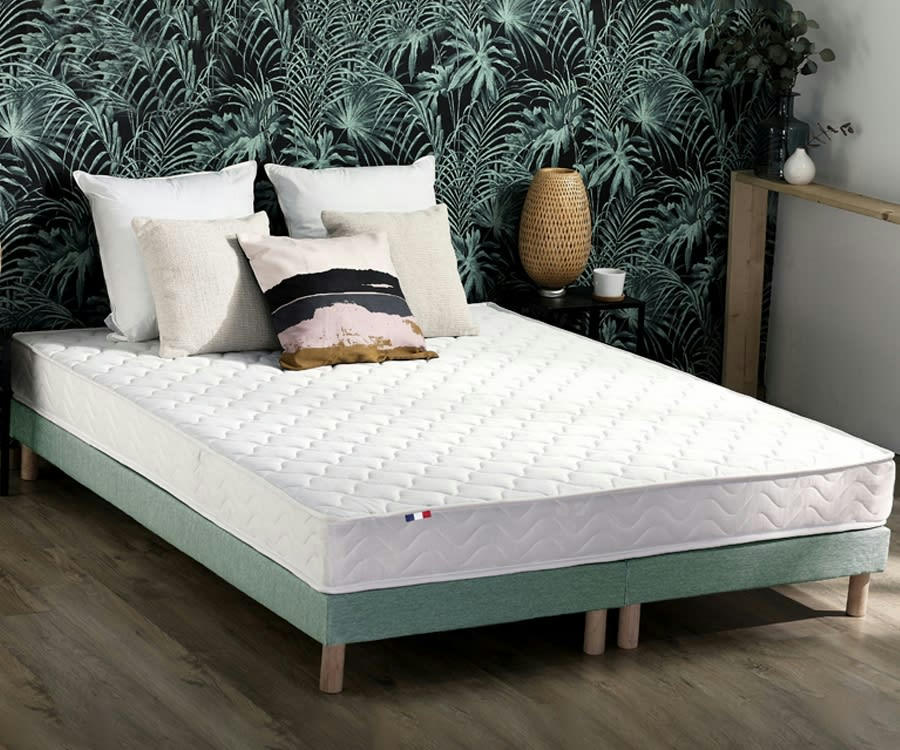 ENSEMBLE INITIAL - Ensemble matelas accueil latex 3 zones sommier vert 160x200