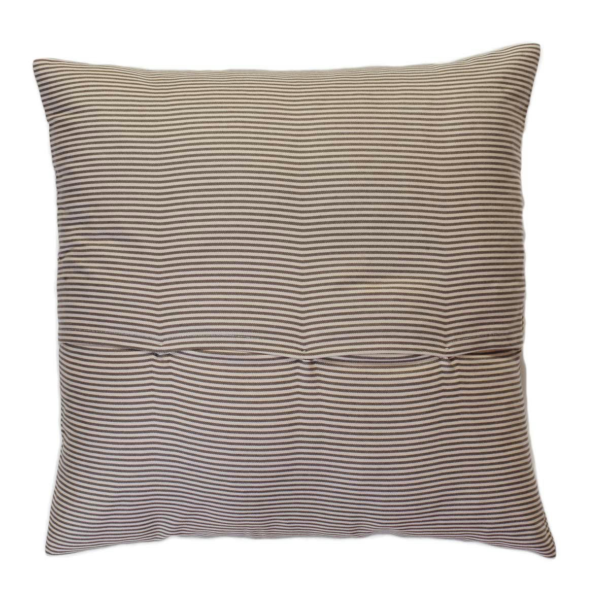 TANGER - Housse de coussin en coton à rayures écru et taupe 60 x 60