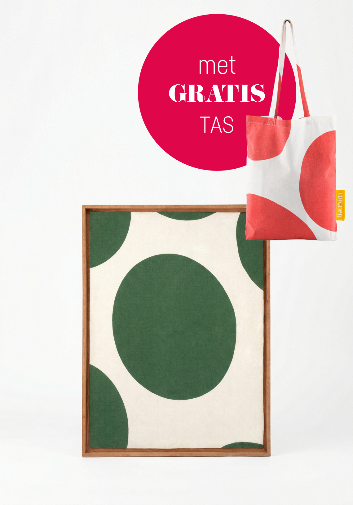 vtwonen - Wanddecoratie - Stippen - Hout - Donkergroen - 45x45cm