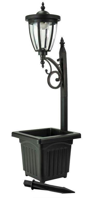 For Living Kambria Multi-Function Outdoor Solar Lamp & Planter, Black