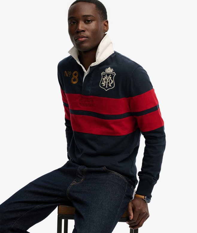 Double Emblem Stripe Rugby Top