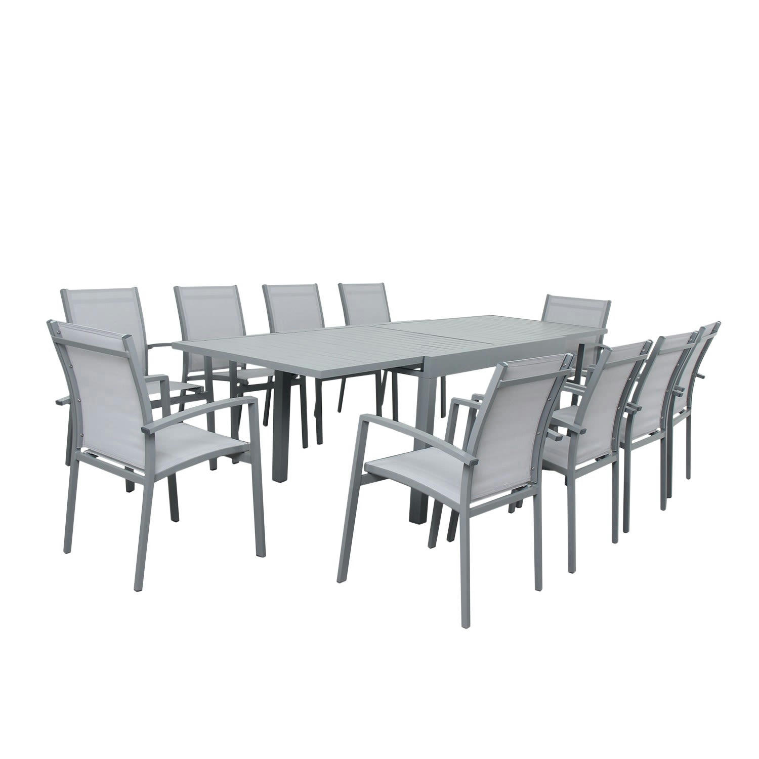 ANDRA 10 - Table de jardin 10 places en aluminium gris
