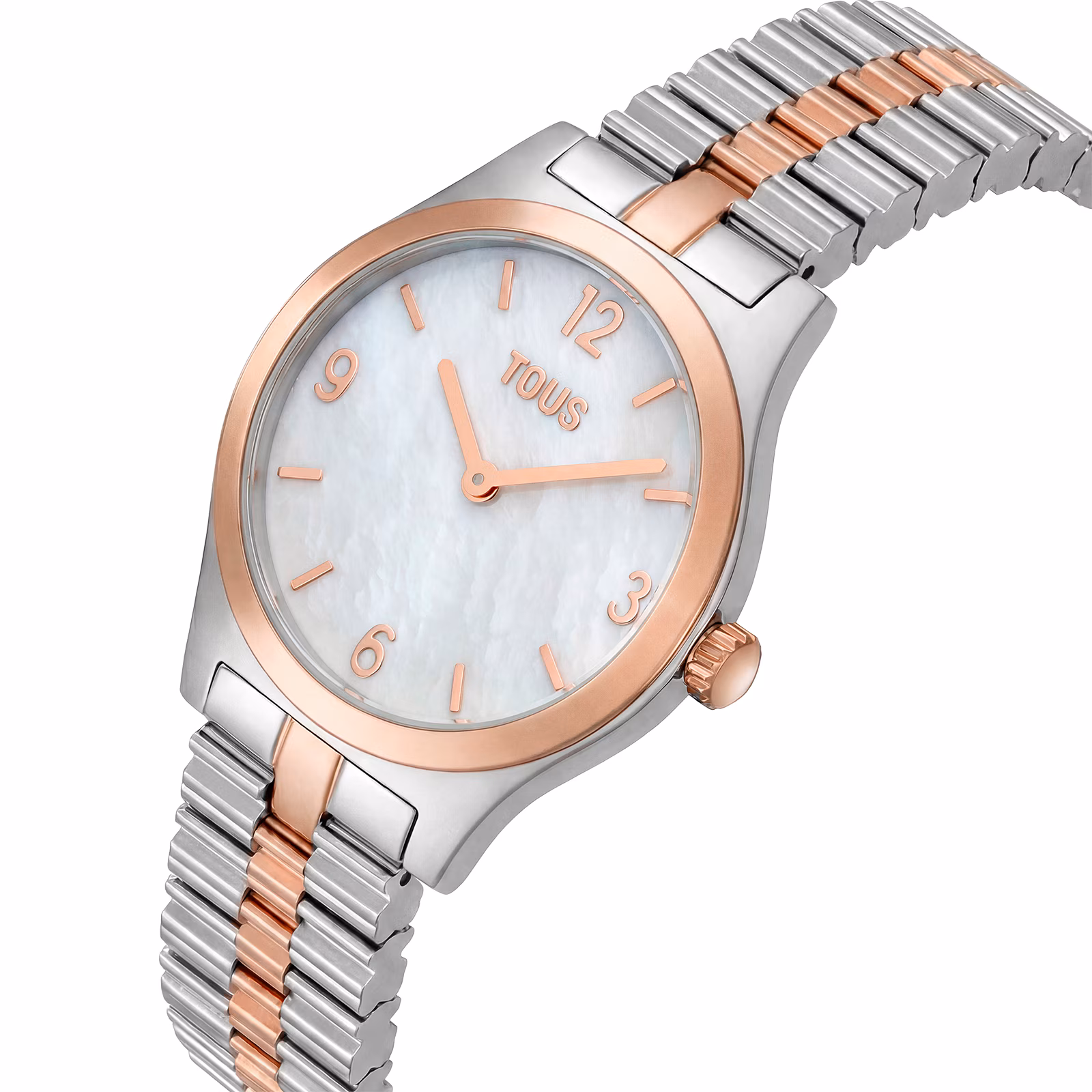 Reloj analógico con brazalete de acero, acero rosado y esfera de nácar EPIC ICON
