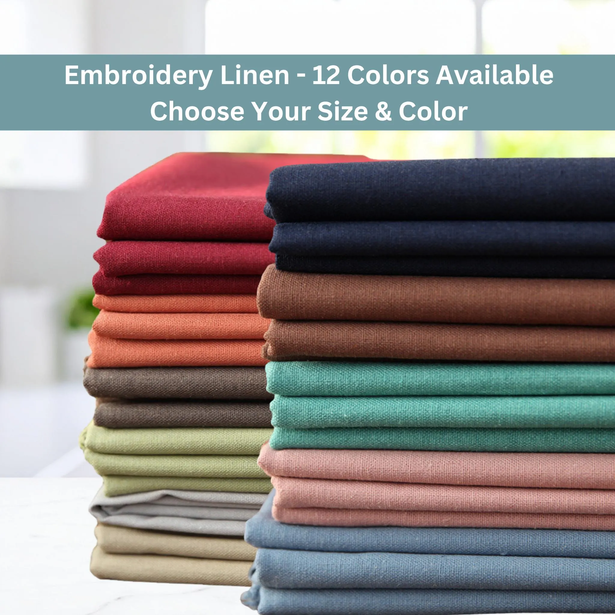 Linen Embroidery Fabric for Fine Punch Needling & Embroidery - 12 color choices
