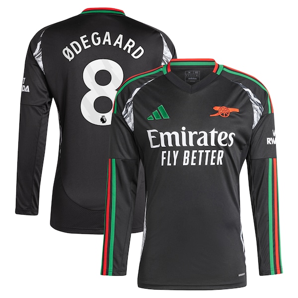 Martin Odegaard Arsenal adidas 2024/25 Away Replica Long Sleeve Player Jersey - Black