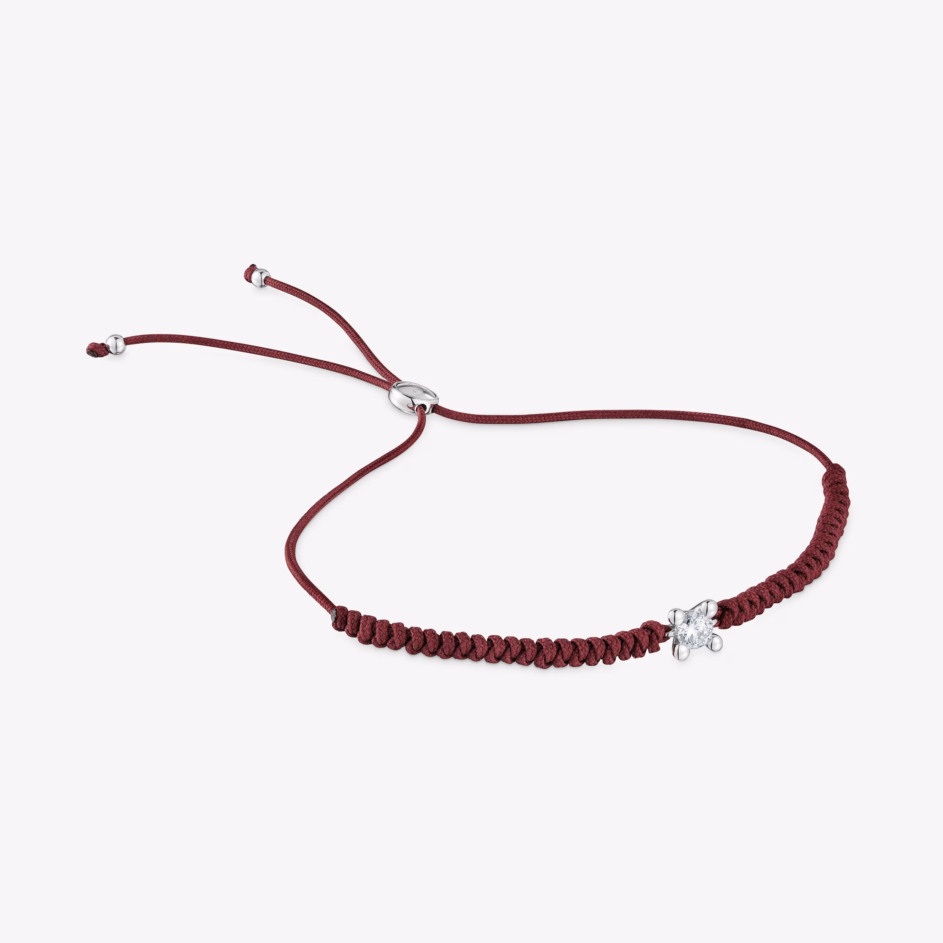 Pulsera de platino con diamante creado en laboratorio y nylon burdeos Shine LGD