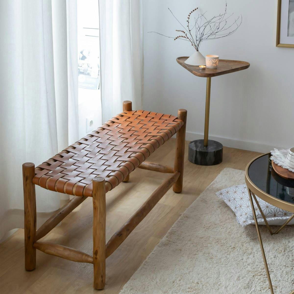 - Banc en bois marron 100 cm