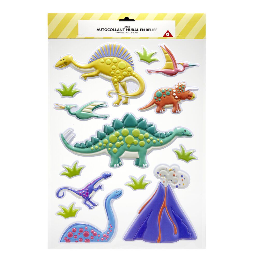 Sticker mural plastique 3D licorne ou dinosaure 31x46,5cm