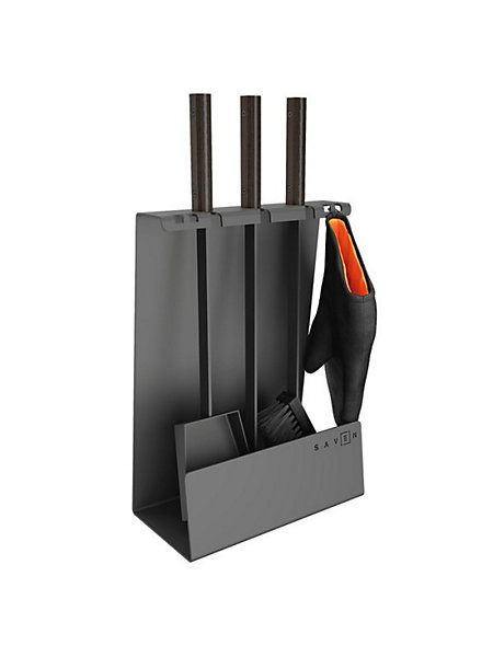 Ensemble d'ustensiles de cheminée 3 pièces en acier et bois Noir - Set 4 L