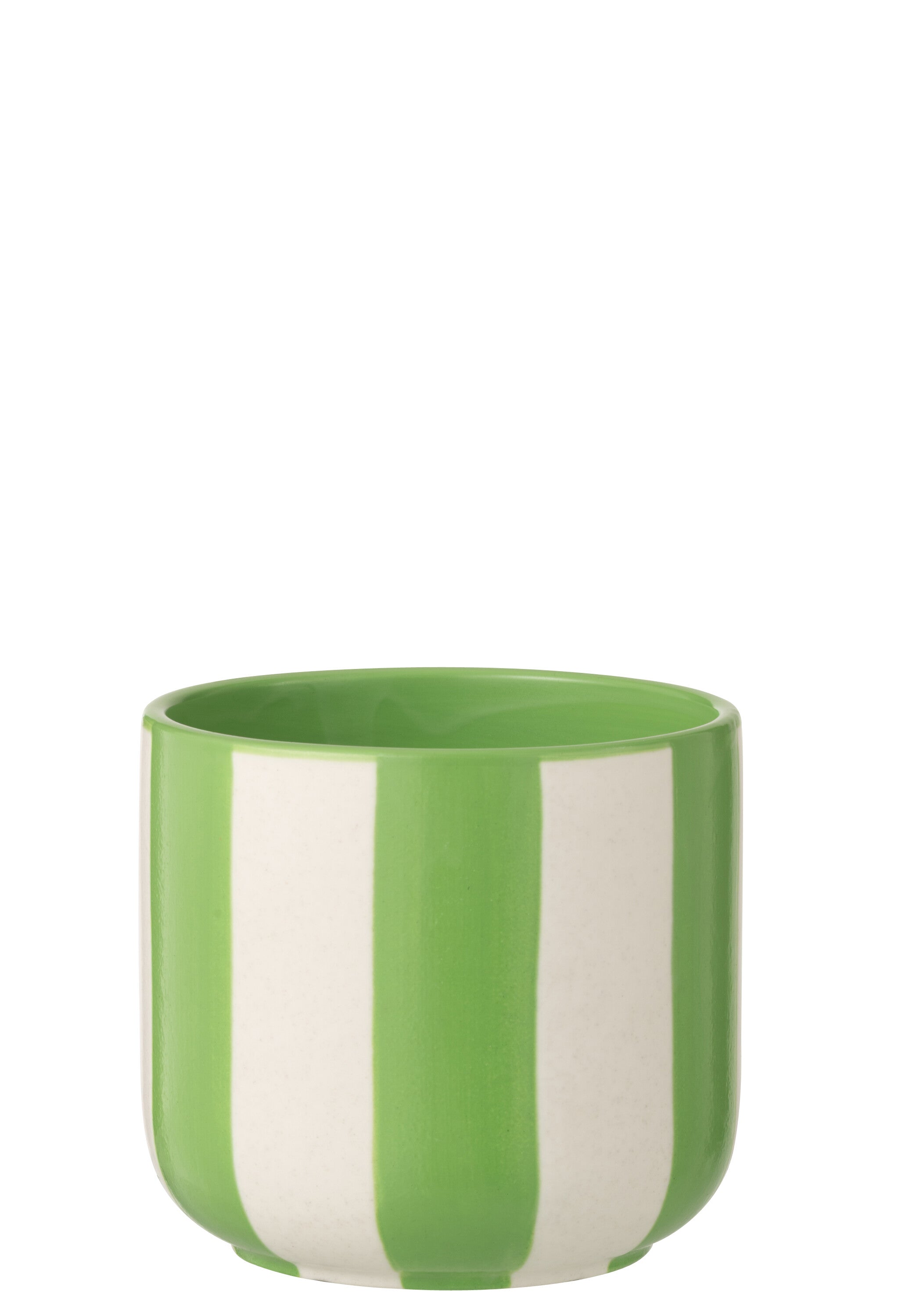 J-Line bloempot Gestreept - keramiek - groen/wit - large
