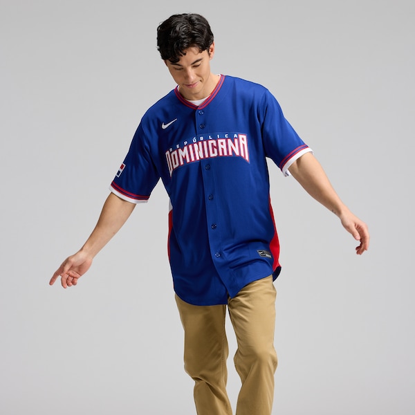 Dominican Republic Baseball Nike 2026 World Baseball Classic Road Stadium Jersey - Royal/White
