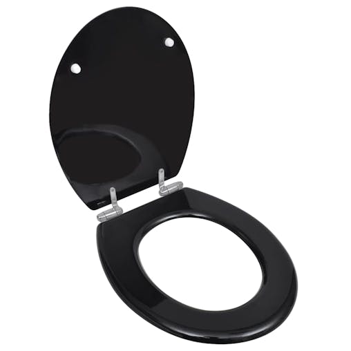 NNEVL Toilet Seats with Soft Close Lids 2 pcs MDF Black
