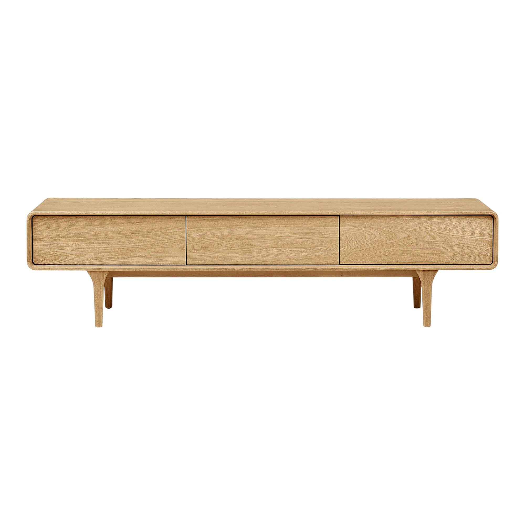 Meuble TV scandinave en placage chêne 2 portes 1 tiroir TARAZ