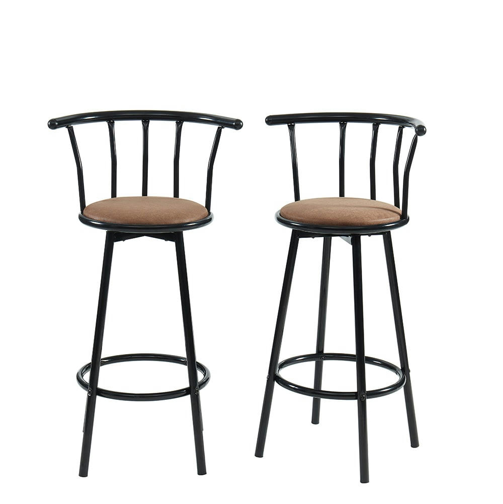 BISTROT - Lot de 2 tabourets de bar en  marron piètement noir