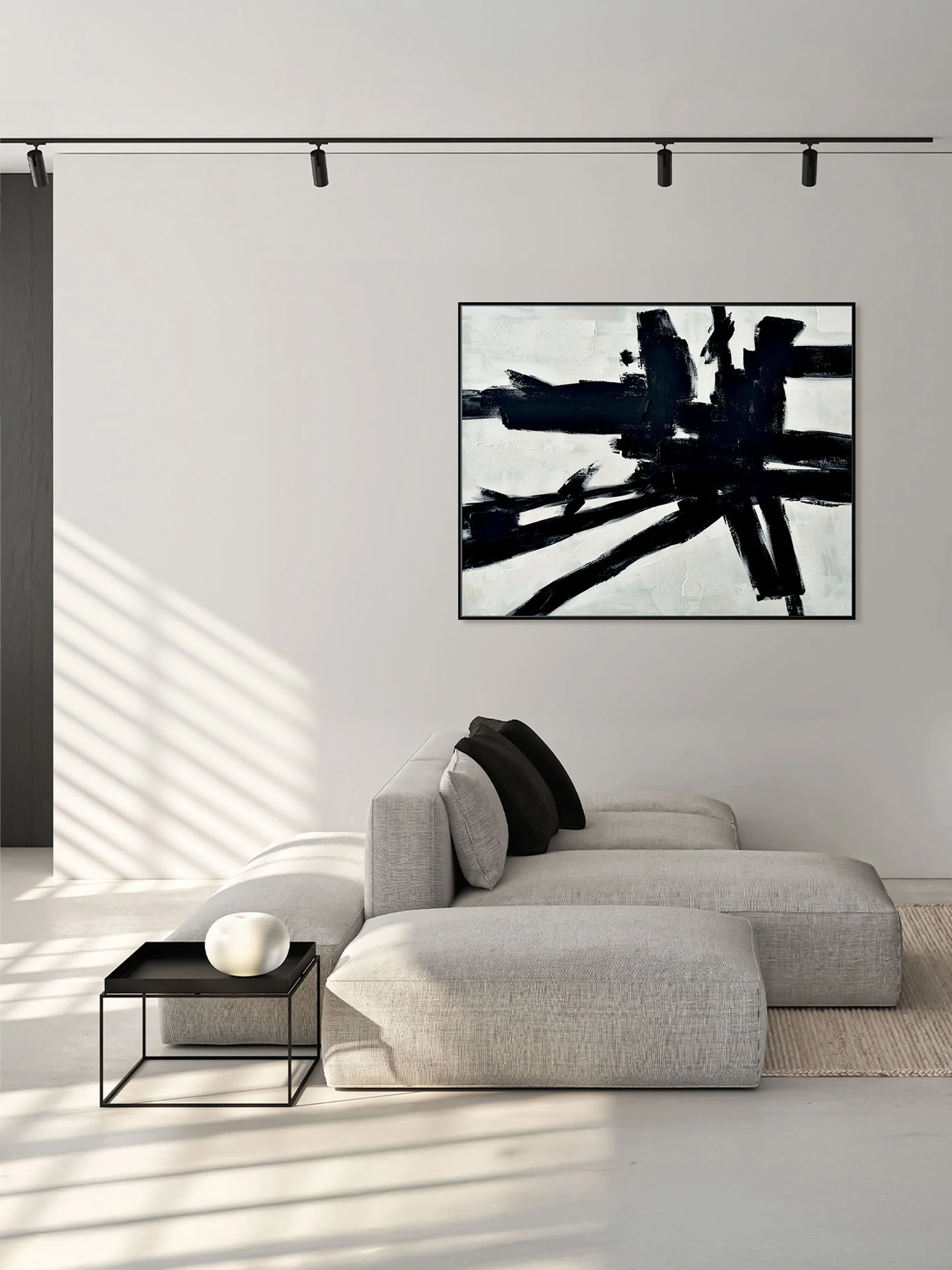 Handgemaltes Leinwandbild Omaggio A Kline mit Holzrahmen
