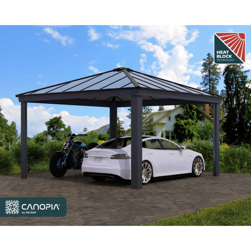Carport en aluminium Colorado gris foncé 12,8 m²