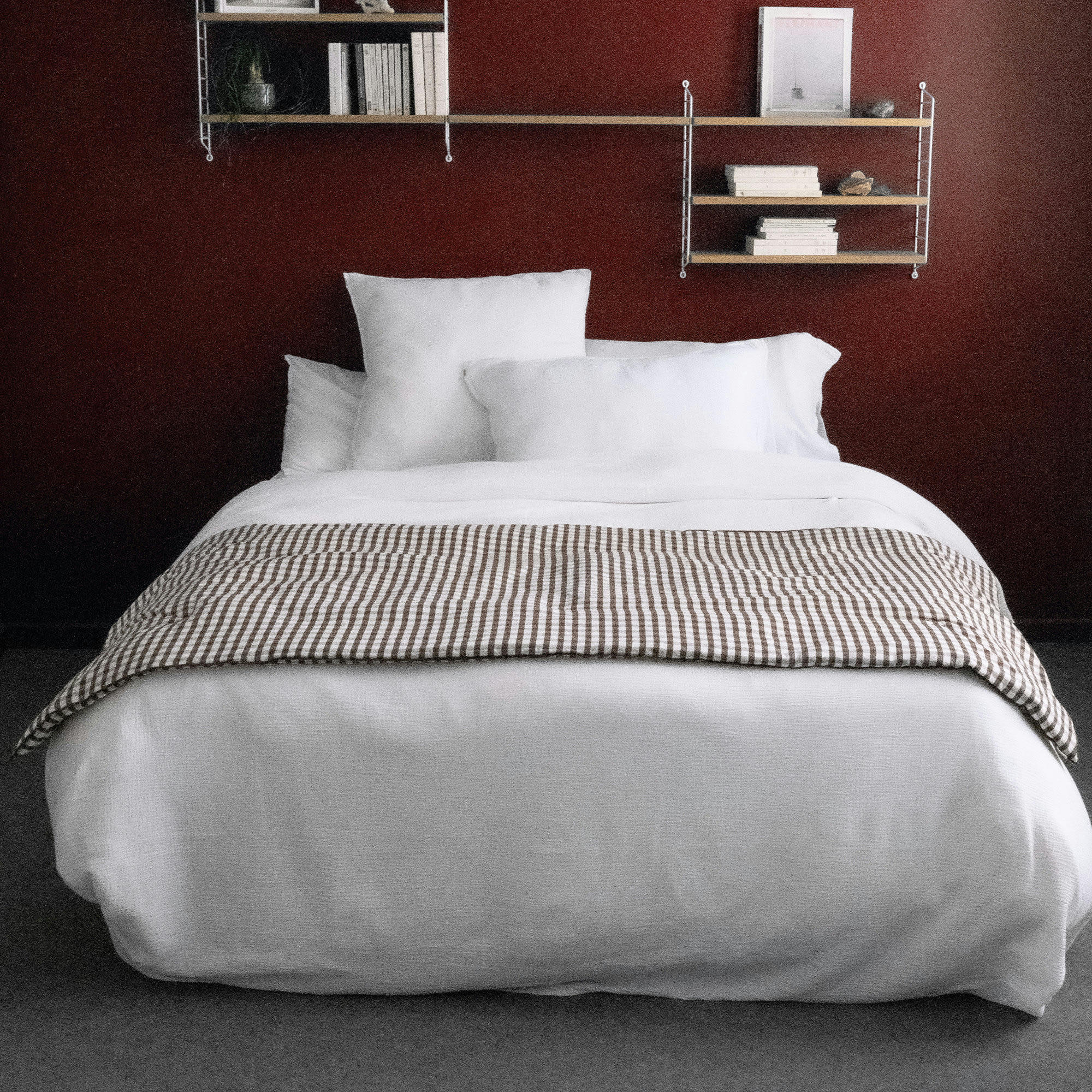 - Edredon en lin / coton vichy noisette