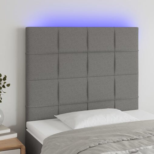 NNEVL LED Headboard Dark Grey 80x5x118/128 cm Fabric
