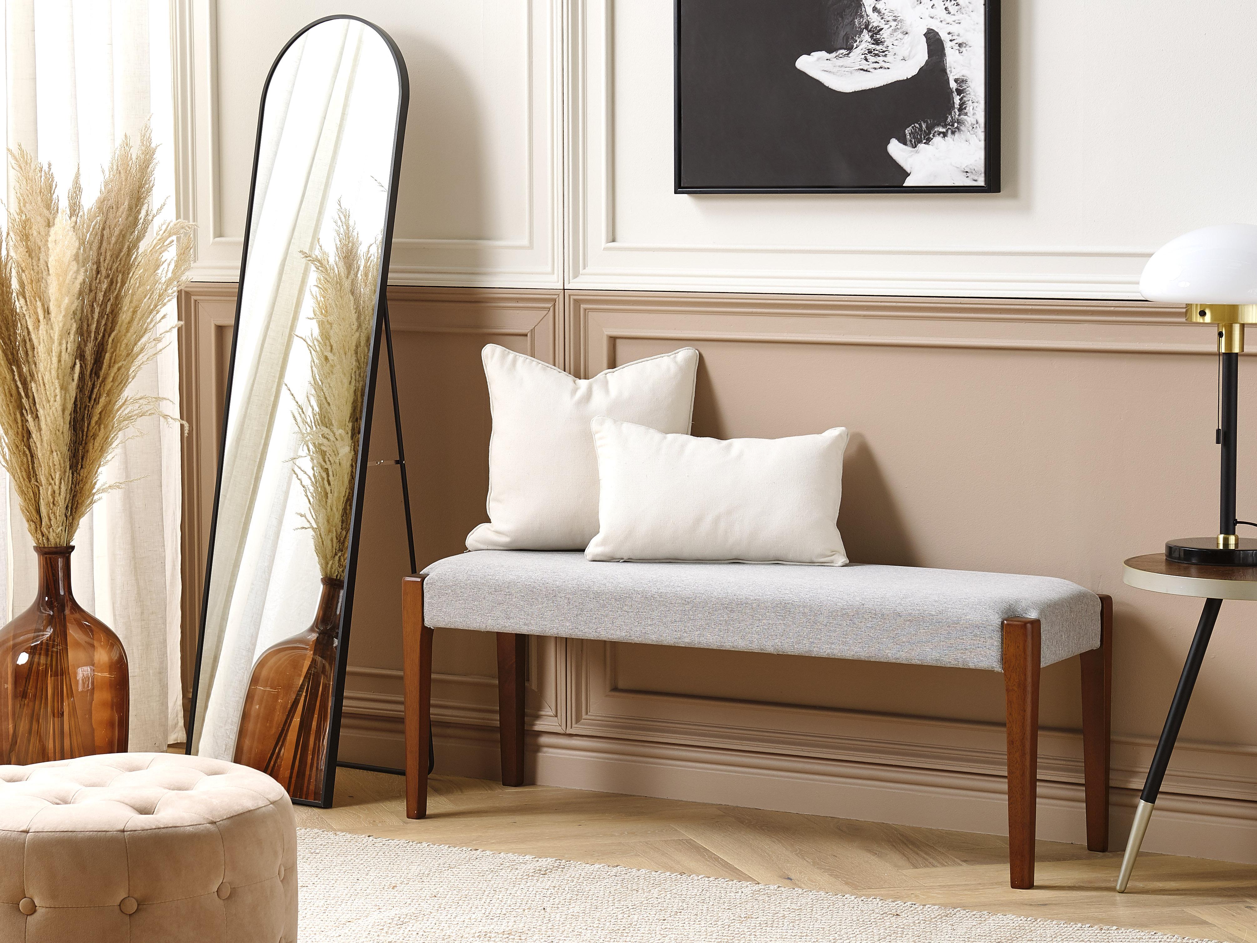Upholstered Bench ELYRIA Fabric Dark Brown/ Grey