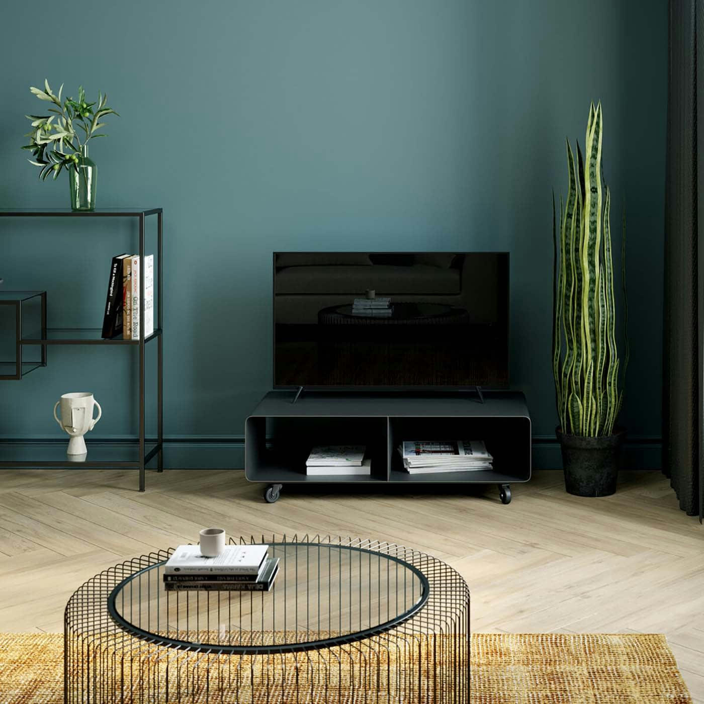 LOUNGE - Meuble TV en acier gris anthracite