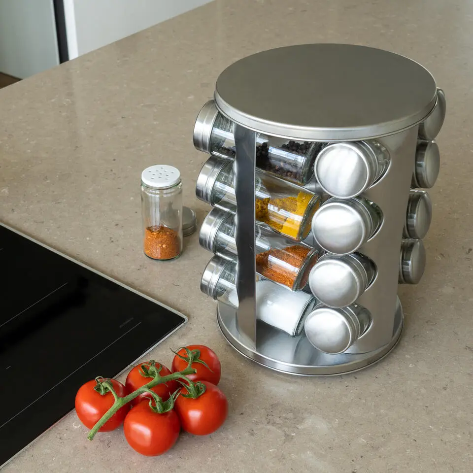 Krumble Kruidenrek draaibaar 16 kruidenpotjes - RVS