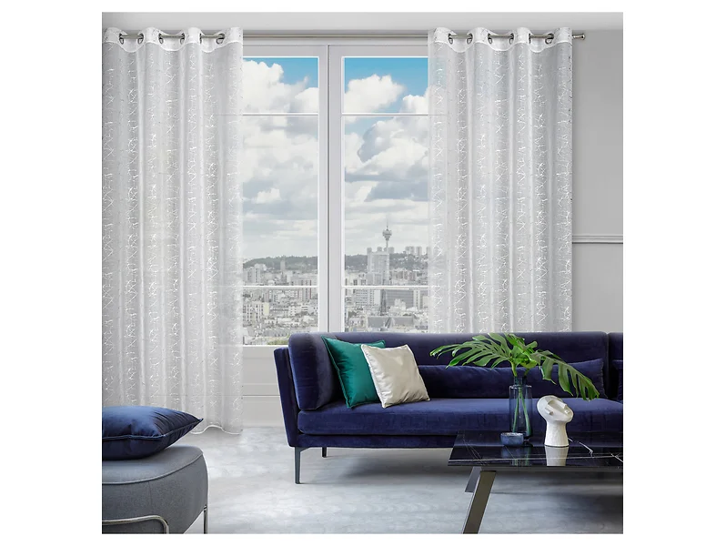 Firana Reva kółka 140x250 cm biało-srebrna