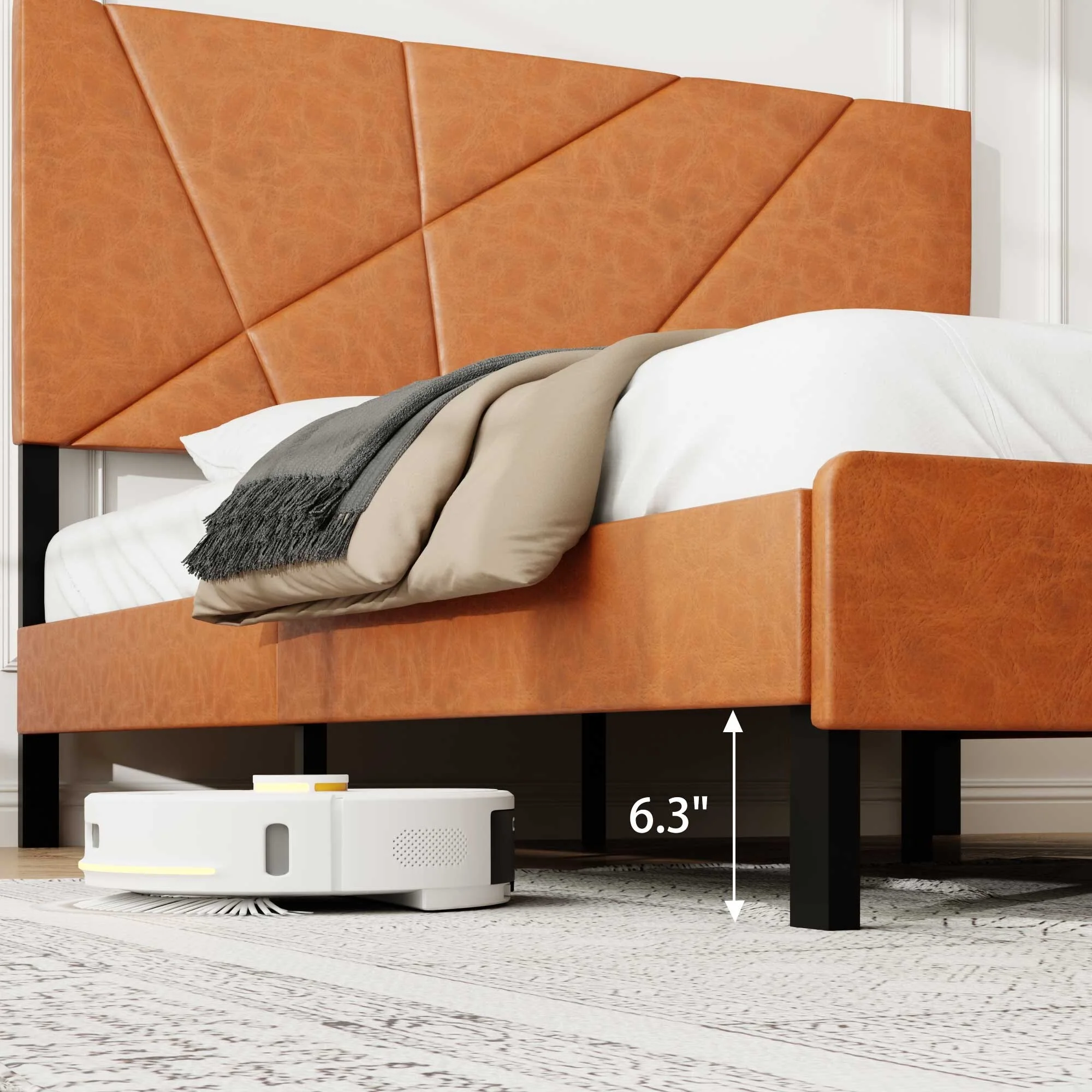 Full Size Metal Bed Frame, Square Platform Bed With Under-Bed Storage, No Spring-Loaded Mattress Required