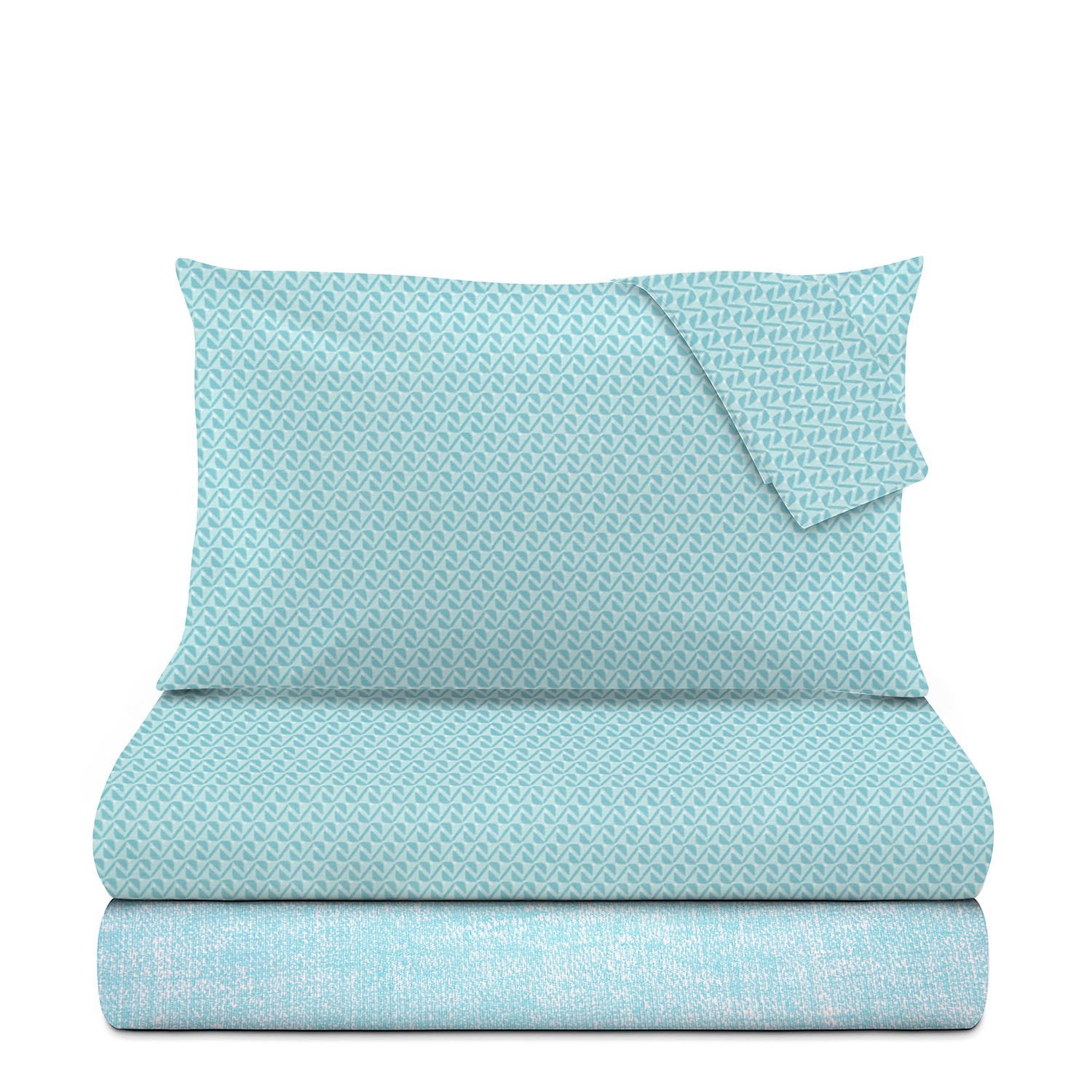 Completo letto matrimoniale geometrie azzurro cotone Golden