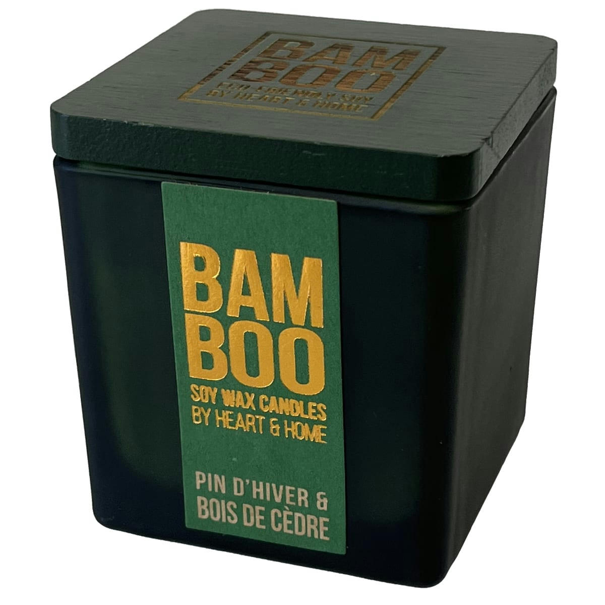 - Bougie éco responsable bambou pin d'hiver et bois de cèdre