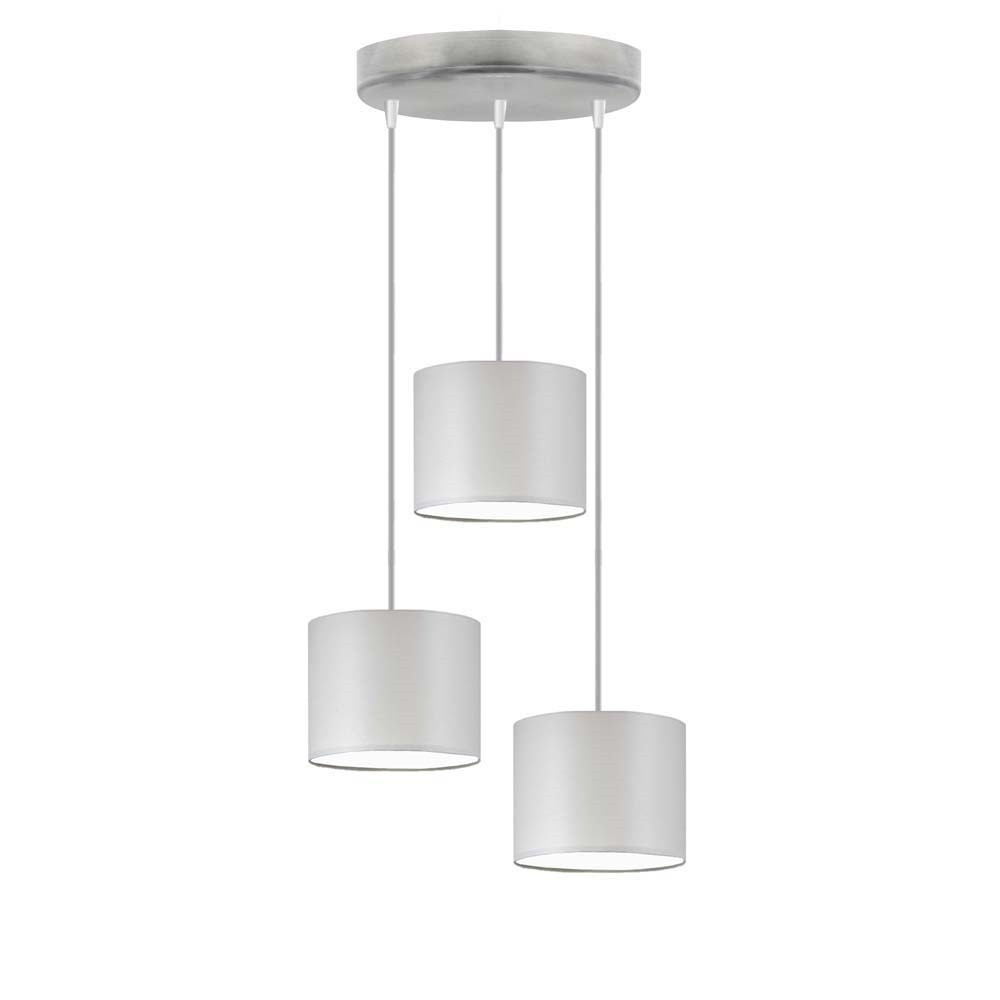 Lampa wisząca 3 klosze PUEBLO Srebrny/ Jasny Szary