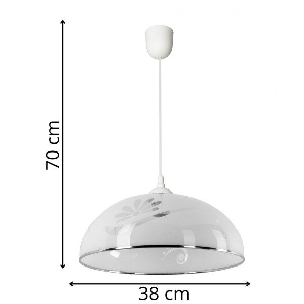 Lampa wisząca biała Simi 1xE27x40W wym: 70x38x38 cm Lampex