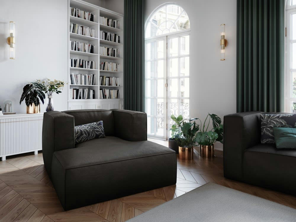 MUSE - Méridienne 1 place en cuir noir