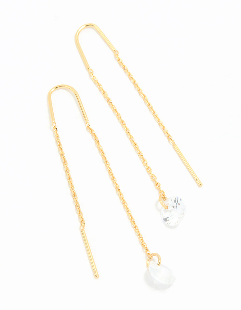 Gold Plated Cubic Zirconia Thread Through Earrings