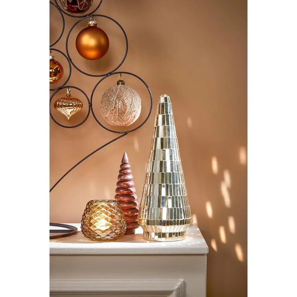 House of Seasons Decoratie Kerstboom - H41 x &Oslash;18 cm - Glas - Goud