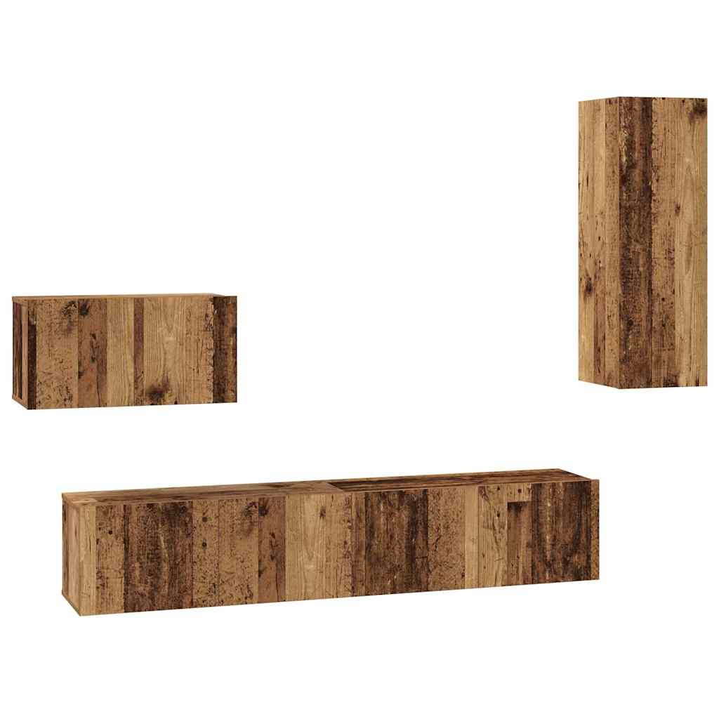 Szafka na Telewizor na Ścianę 4 pcs Stare drewno