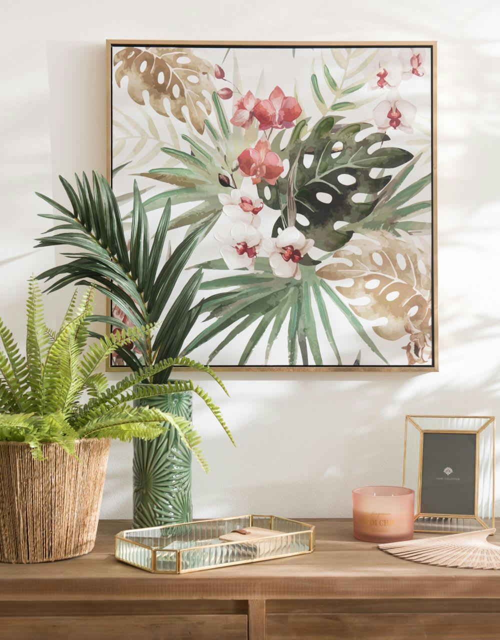 ORCHIDIA - Toile décor tropical multicolore 62x62