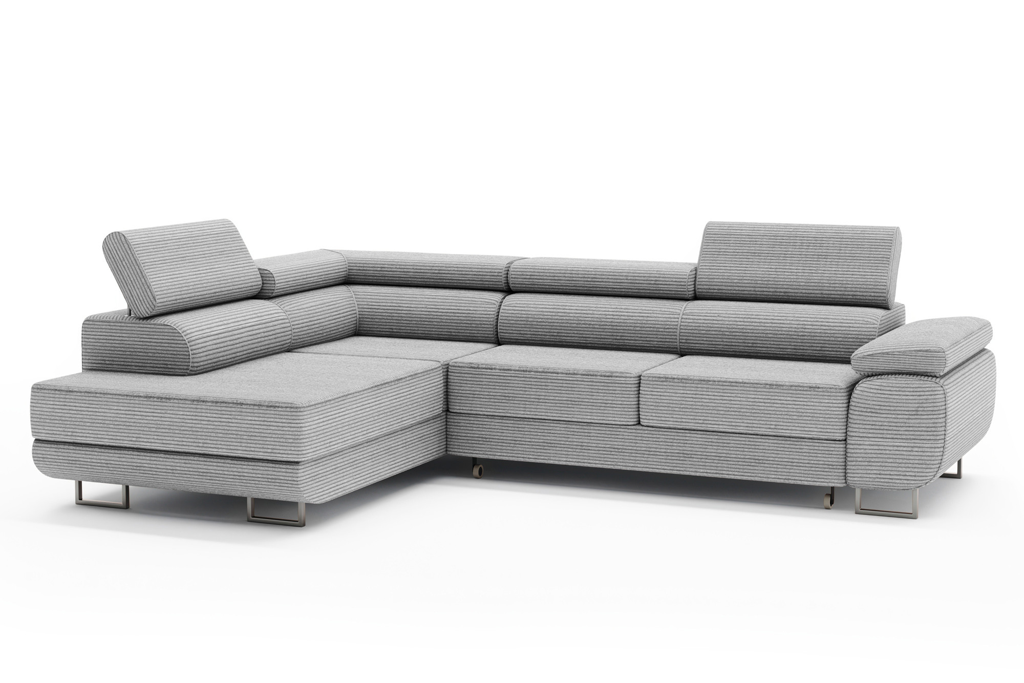 Lewostronna sofa narożna z pojemnikiem MONTANA jasnoszary sztruks