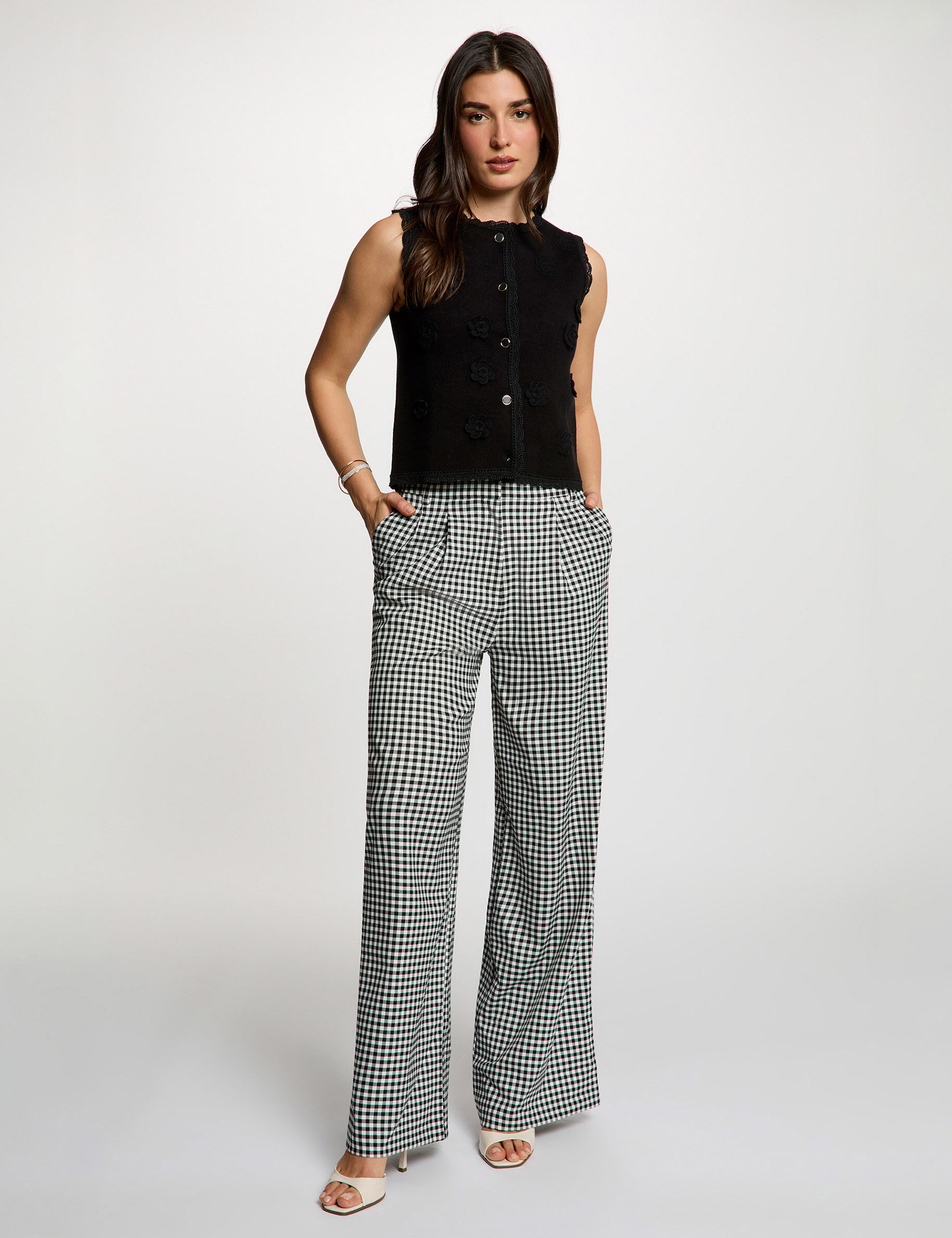 Pleated Wide-Leg Trousers Black Women