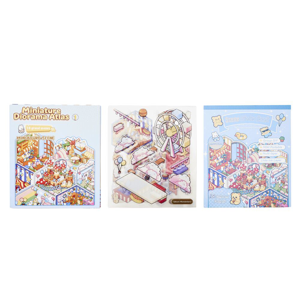 Livre stickers 3D paysage miniature 16 pages 13x15cm (4 modèles)