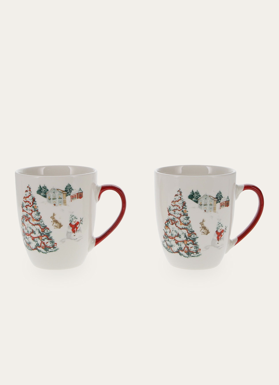 COFFRET 2 MUGS EN PORCELAINE WINTER ROUGE