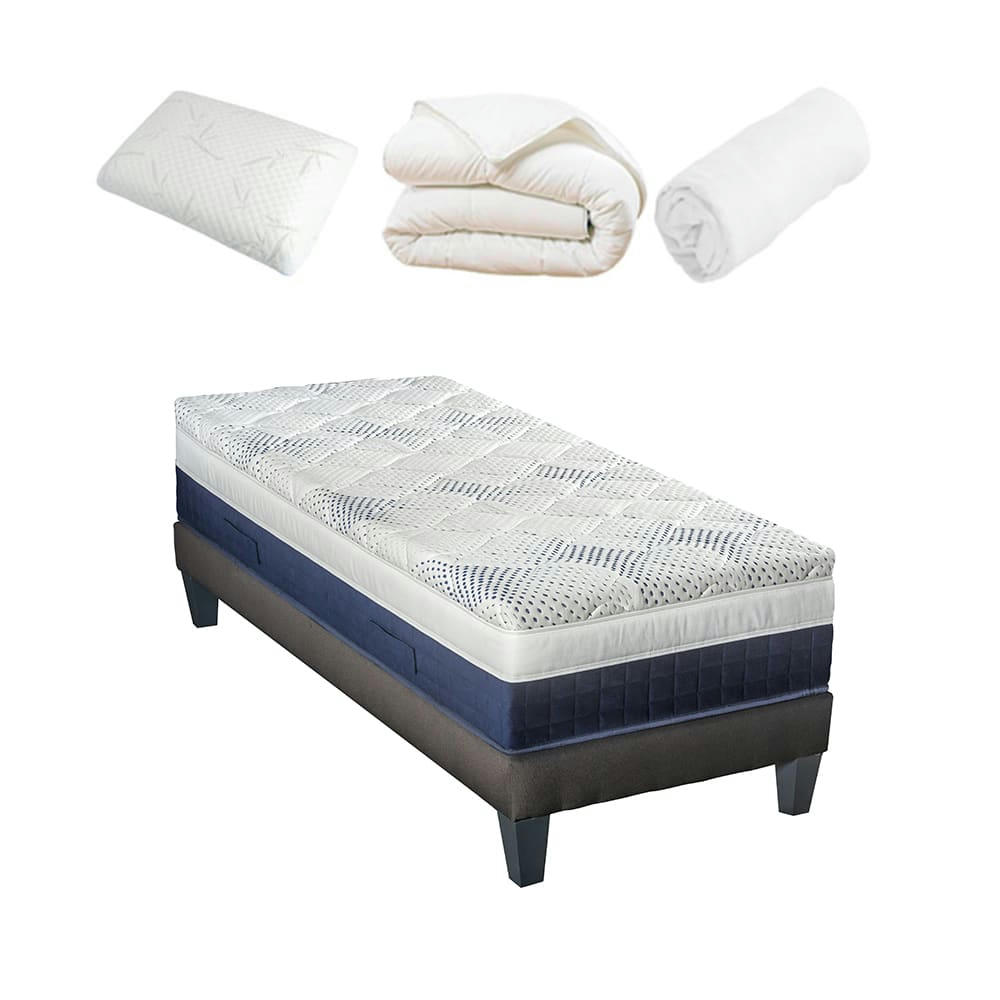 CASTELLANE - Ensemble  90x200  Matelas + Sommier + Accessoires