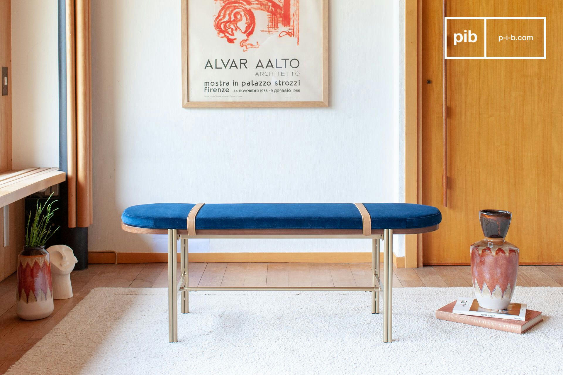 PITEA - Banc 2 places en velours bleu