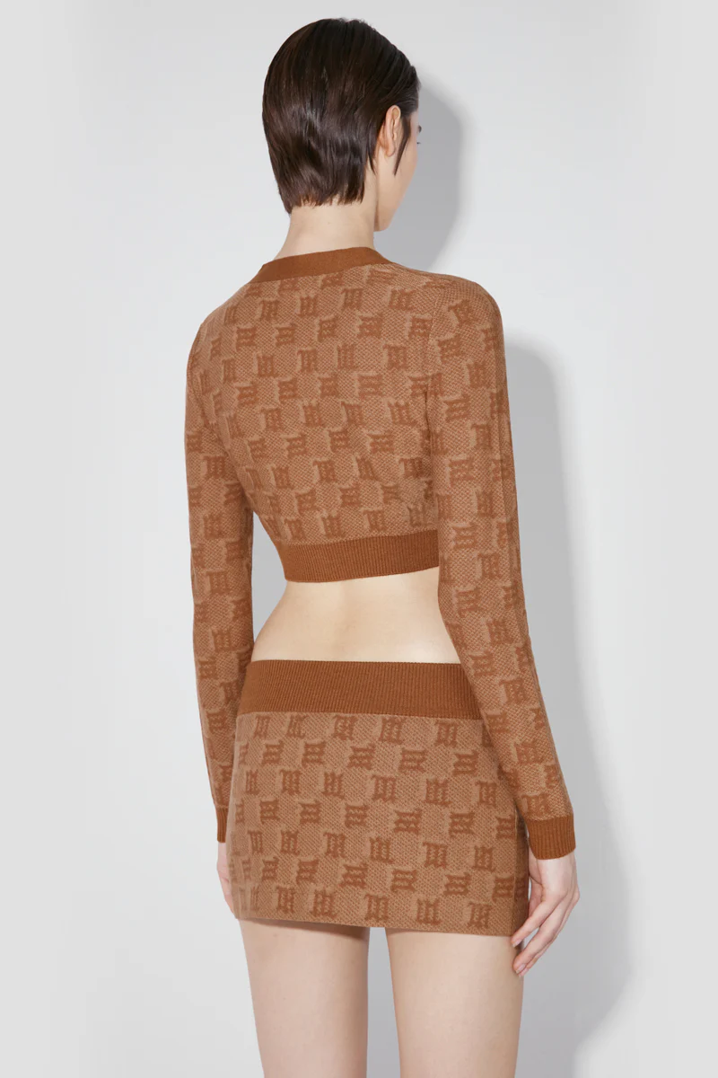 Silk Wool Monogram Cropped Cardigan