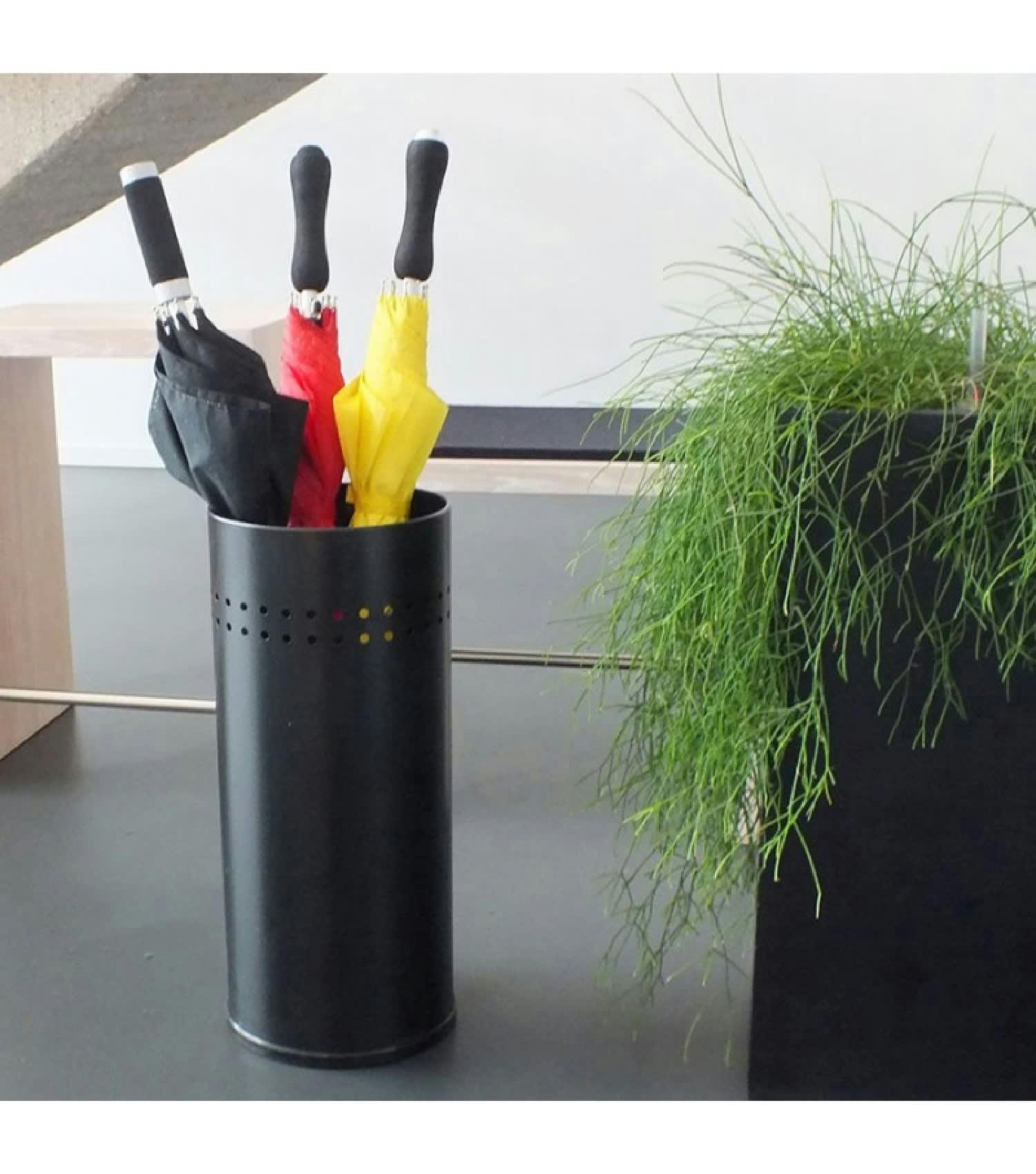 GRAPHIT - Porte-parapluies rond en métal noir