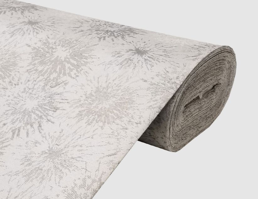 Dekostoff Jacquard Blumen Grau