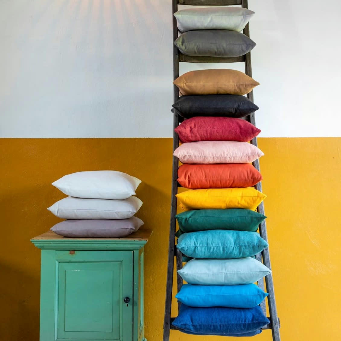 - Coussin - bleu en coton 45x45 cm uni