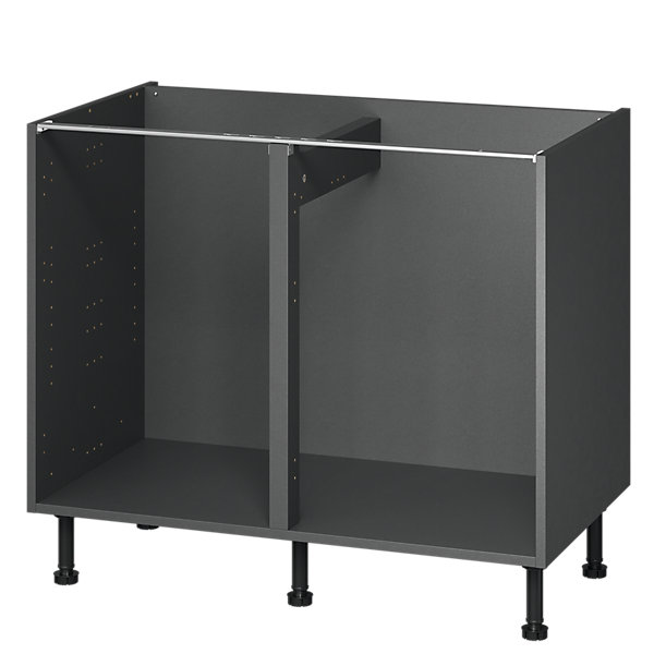 Caisson bas de cuisine Caraway GoodHome anthracite H. 72 cm x l. 100 cm