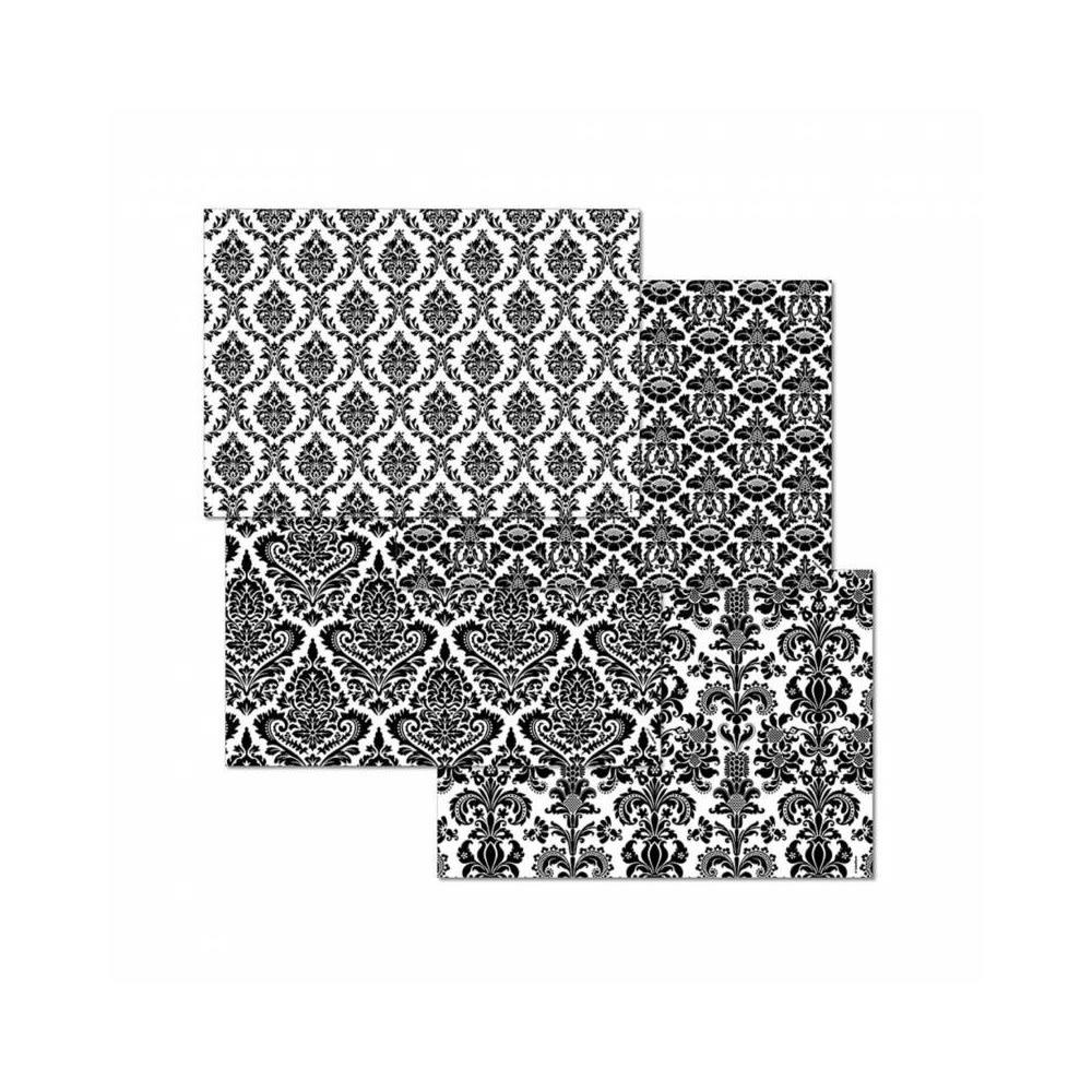 - Lot de 48 sets de table papier noir et blanc