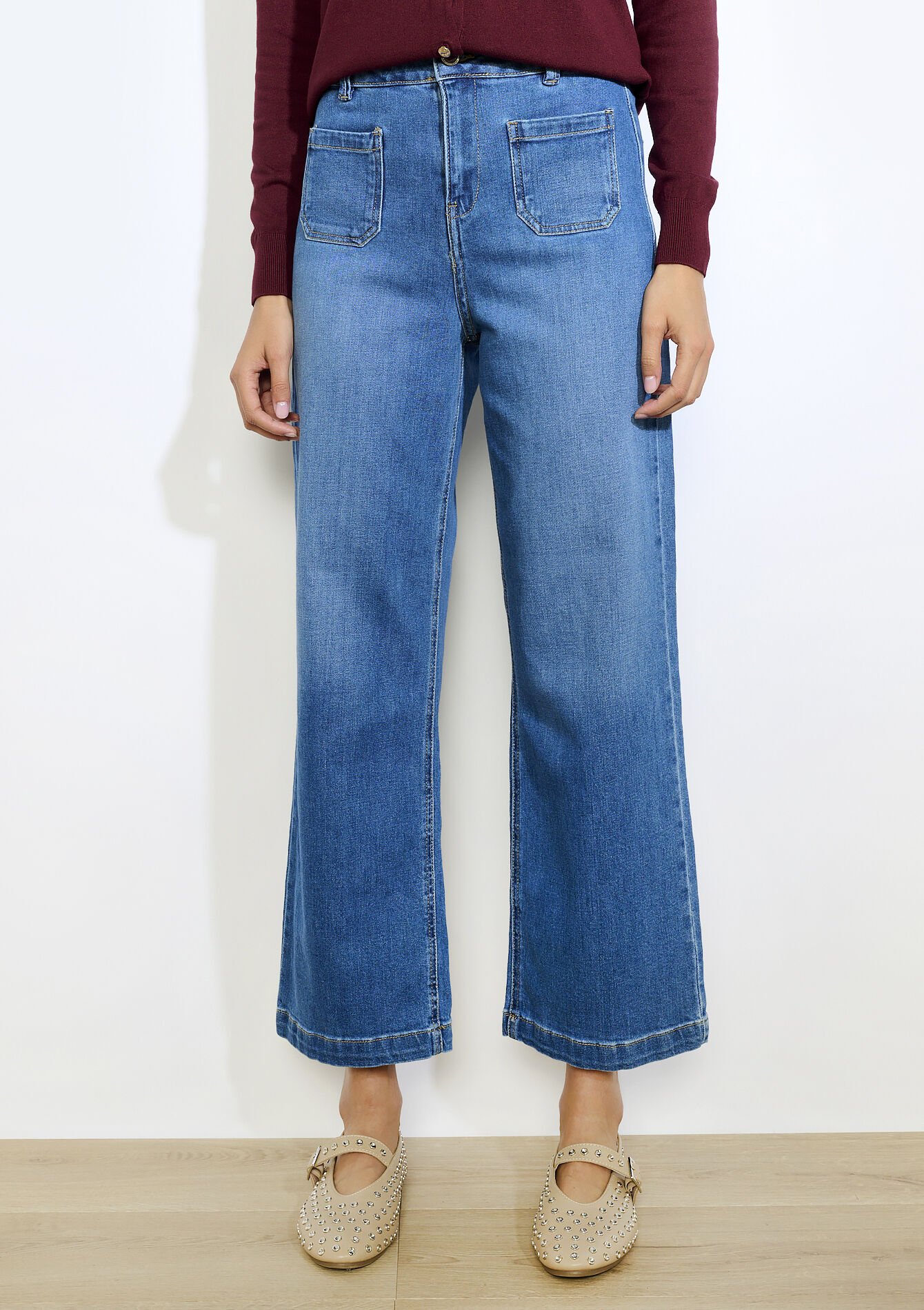 Flared jeans met hoge taille en zakken