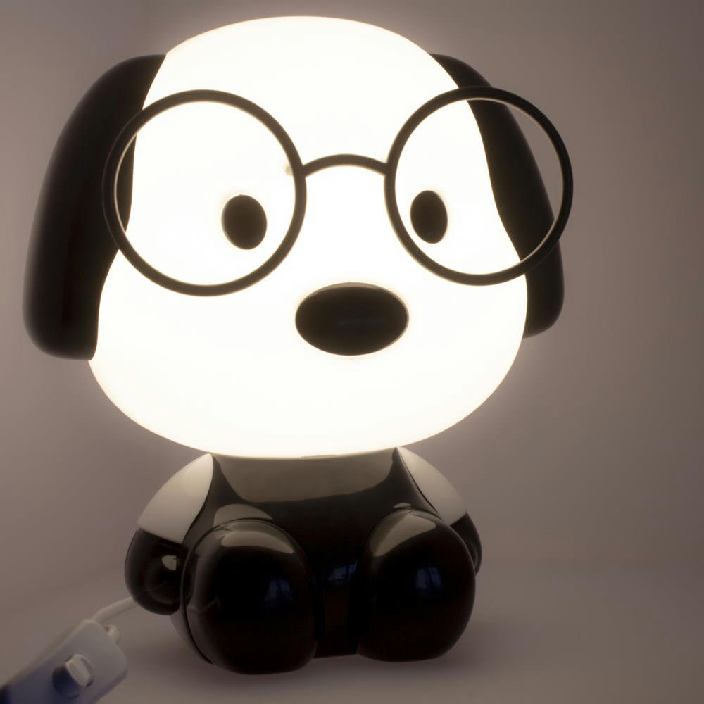 PERRO - Lampe à poser pour enfant noire et blanche en forme de chien